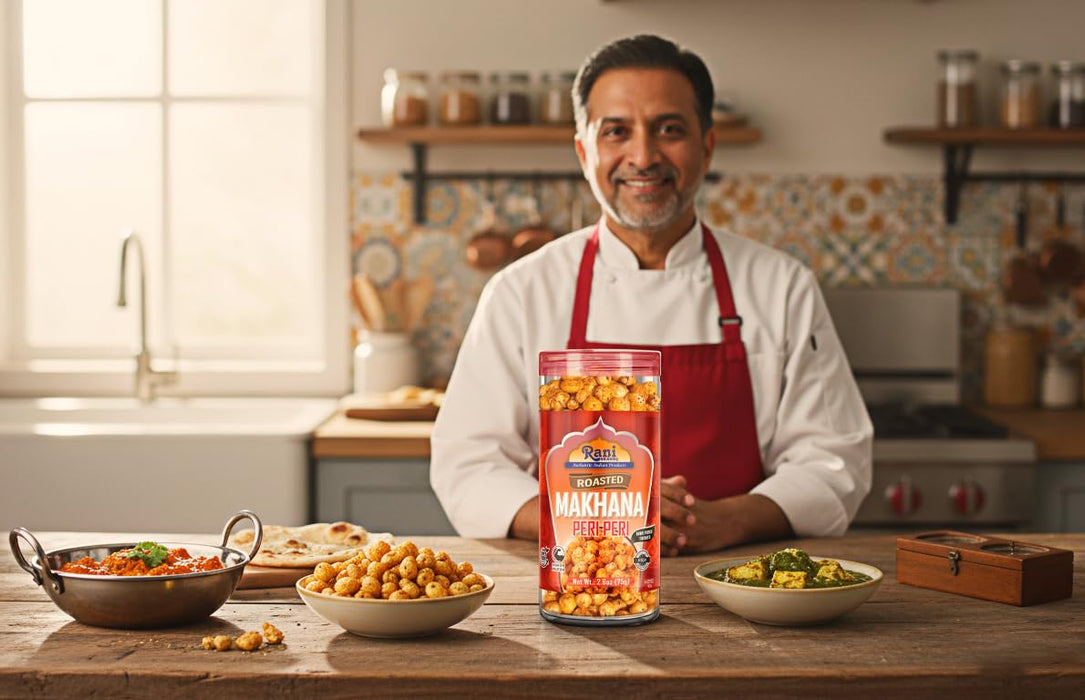 Rani Roasted Makhana (Fox Nut/Popped Lotus Seed) Peri Peri Flavor 2.6oz (75g) Ready to eat, Hand Picked Foxnuts ~ High in Protein | Vegan | Gluten Friendly | NON-GMO | Kosher | Indian Origin