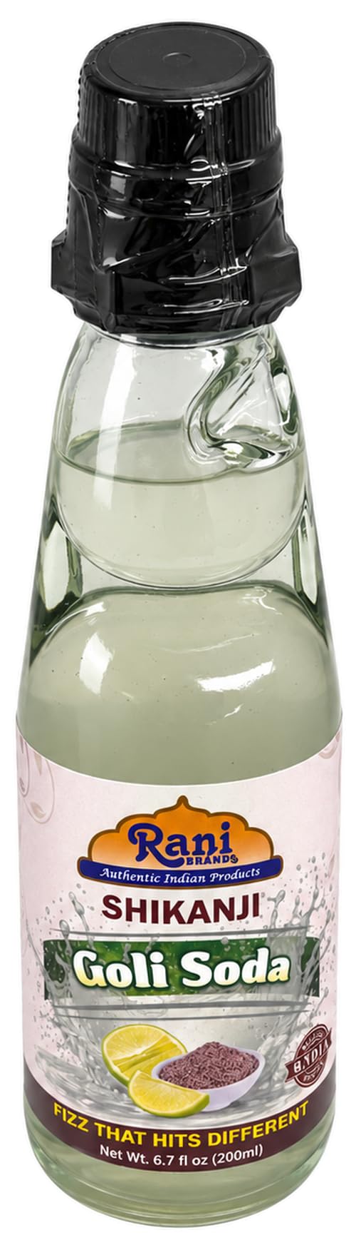 Rani Shikanji Goli Soda 6.7 fl oz (200 ml) Glass Bottle with Marble Seal, Pack of 2 ~ Vegan | Gluten Free | Non-GMO | Indian Origin