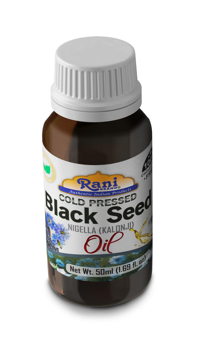 Rani Pure Black Seed (Nigella, Kalonji) Oil 1.69 Fl oz (50ml) Cold Pressed ~ 100% Cholesterol Free | All Natural | Gluten Free | NON-GMO | Kosher | Vegan | Indian Origin