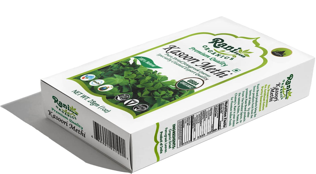 Rani Organic Fenugreek Leaves Dried (Kasoori Methi) 1oz (28g) ~ All Natural | Vegan | Gluten Friendly | NON-GMO | Indian Origin | USDA Certified Organic
