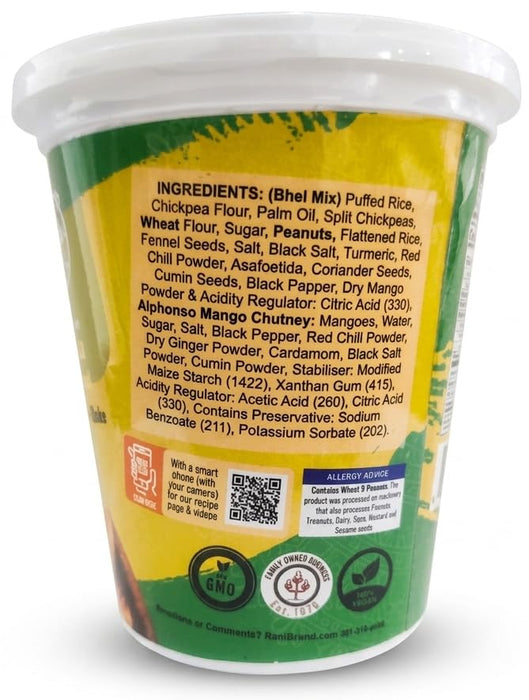 Rani Alphonso Mango Bhel Puri Cup (Spicy & Crunchy Indian Snack w/ mouth watering Indian Chutneys) 3.5oz (100g), Pack of 4 ~ Ready to Eat | Vegan | NON-GMO | Indian Origin