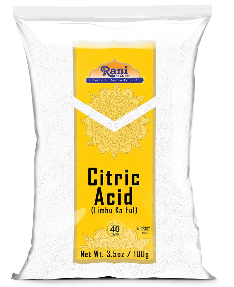 Rani Citric Acid Powder, Food Grade (Limbu Ka Ful) 3.5oz (100g) ~ Used for Cooking, Bath Bombs, Cleaning | Gluten Friendly | Kosher | Indian Origin
