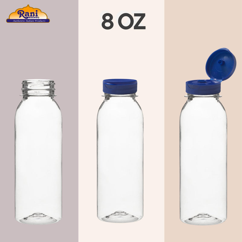 Rani Clear Plastic Bottles | 8oz PET Bottle with Flip-top Caps | BPA - FREE | Home & Commercial Use, Containers for Sauces, Condiments, Shampoo, Lotion, Sanitizer | Made in USA - Pack of 12