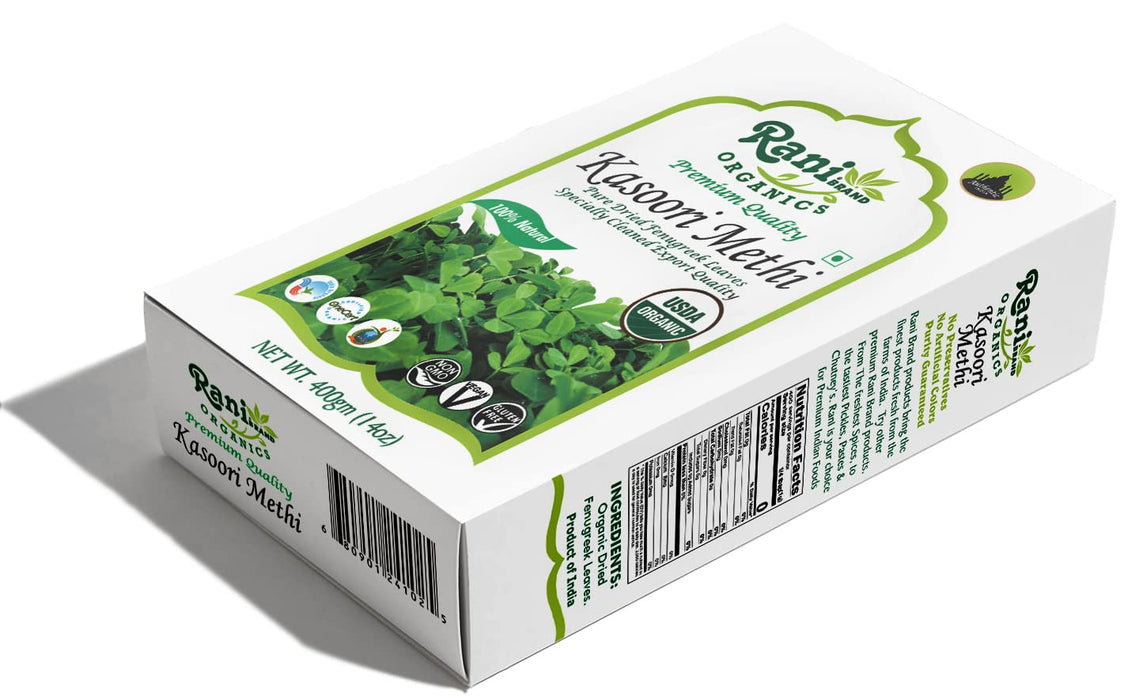 Rani Organic Fenugreek Leaves Dried (Kasoori Methi) 14oz (400g) ~ All Natural | Vegan | Gluten Friendly | NON-GMO | Indian Origin | USDA Certified Organic