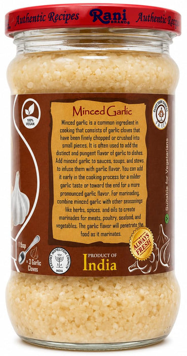 Minced Garlic Cooking Paste 10.5oz (300g) Glass Jar - Rani Brand Authentic Indian Products