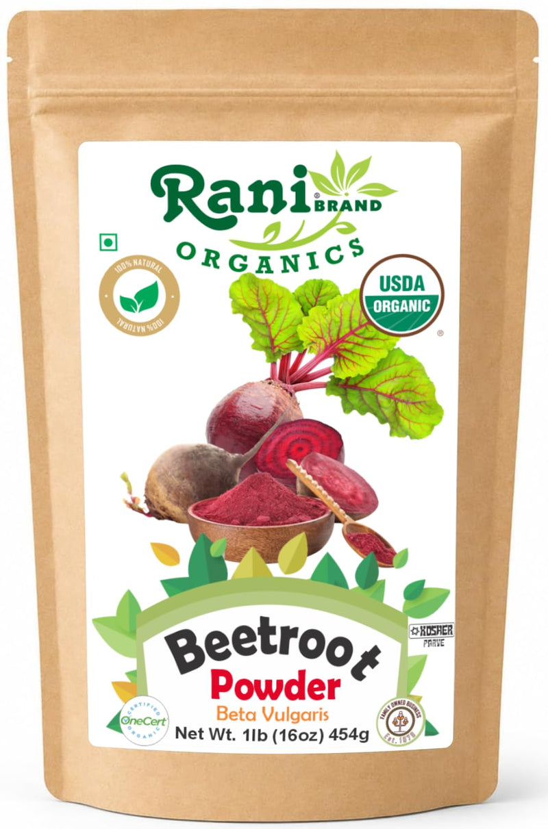 Rani Organic Beetroot Powder (Beta Vulgaris) 16oz (1lb) 454g ~ All Natural | Vegan | Gluten Friendly | NON-GMO | Indian Origin | USDA Certified Organic