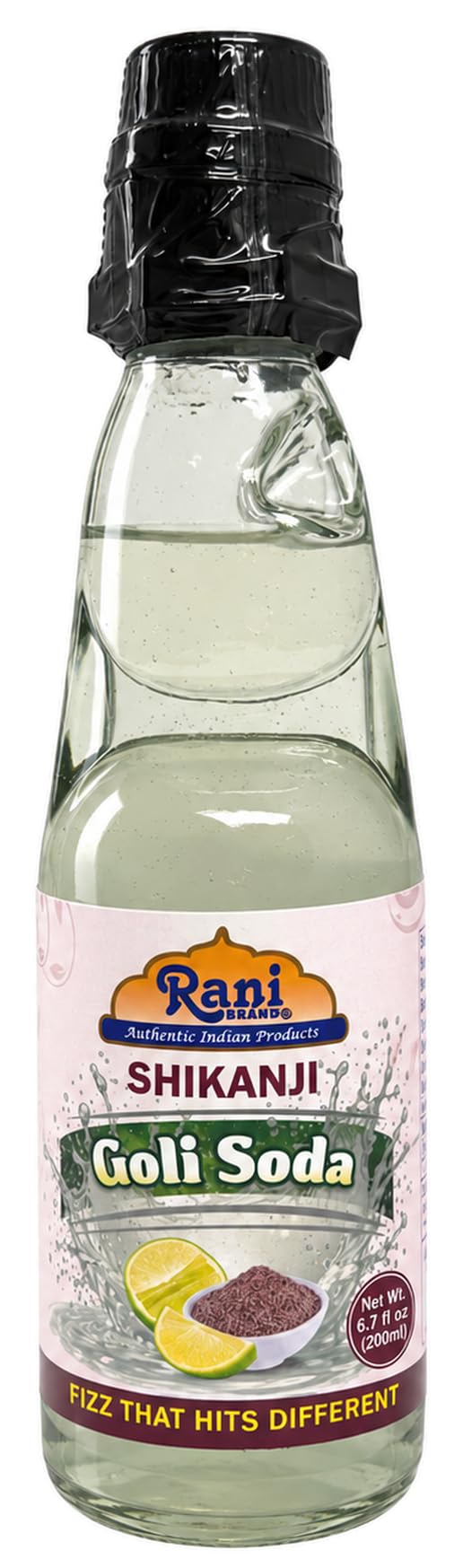 Rani Shikanji Goli Soda 6.7 fl oz (200 ml) Glass Bottle with Marble Seal, Pack of 2 ~ Vegan | Gluten Free | Non-GMO | Indian Origin
