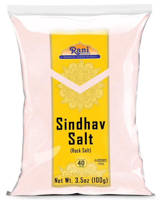 Rani Sindhav Namak (Rock Salt) Powder 3.5oz (100g) ~ Unrefined, Pure and Natural | Vegan | Gluten Friendly | NON-GMO | Kosher | Indian Origin