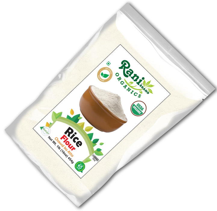 Rani Organic Rice (White) Flour 16oz (1lb) 454g ~ All Natural | Gluten Friendly | Vegan | NON-GMO | Kosher | Indian Origin | USDA Certified Organic