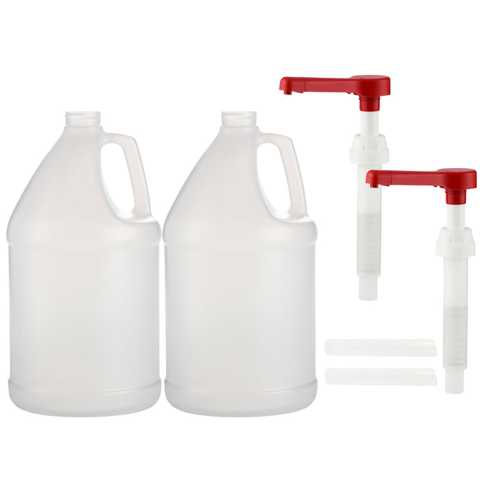 Rani Containers | 1 Gallon HDPE Plastic Jug with Reshipper Box & Pump Dispenser | Home & Commercial Use, Containers for Water, Sauces, Food, Soaps, Detergents, Liquids | Made in USA - Pack of 2