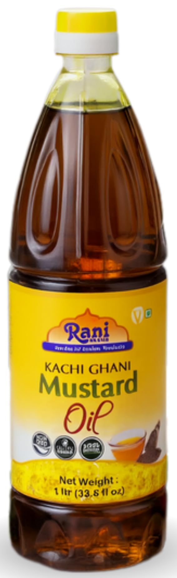 Rani Mustard Oil (Kachi Ghani) 33.8 Ounce (1 Liter) NON-GMO | Gluten Free | Vegan | 100% Natural