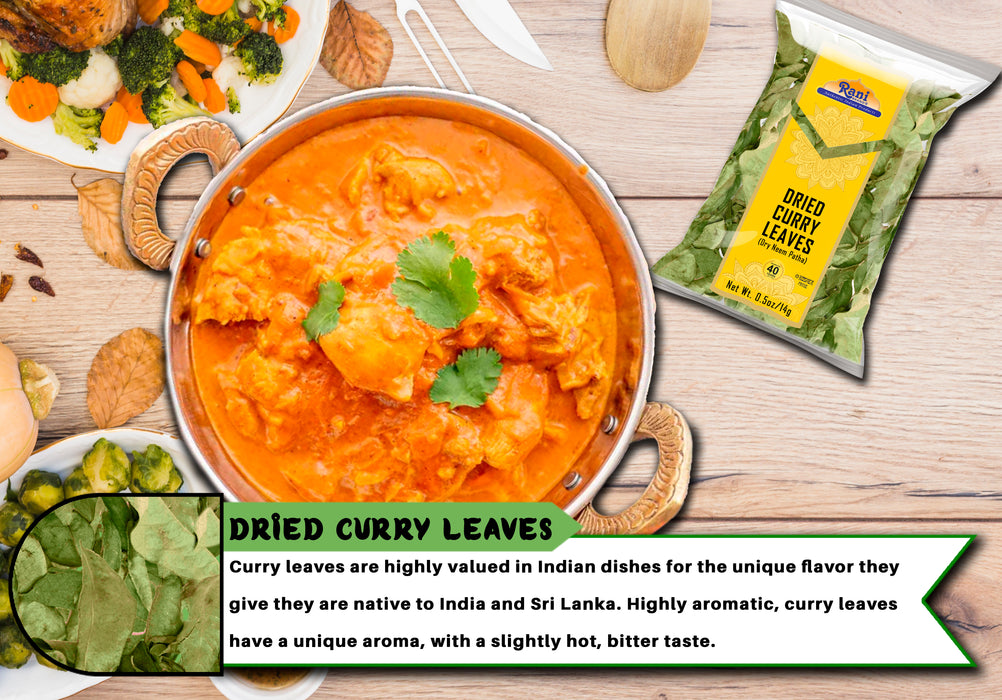 Rani Dried Curry Whole Leaves (Kari Neem Patha) 0.5oz (14g) All Natural | Vegan | Gluten Friendly | NON-GMO | Kosher | Product of USA