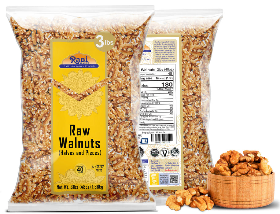 Rani Raw Walnuts, Halves and Pieces 48oz (3lbs) 1.36kg ~ All Natural | Vegan | Kosher | Gluten Friendly | Fresh Product of USA