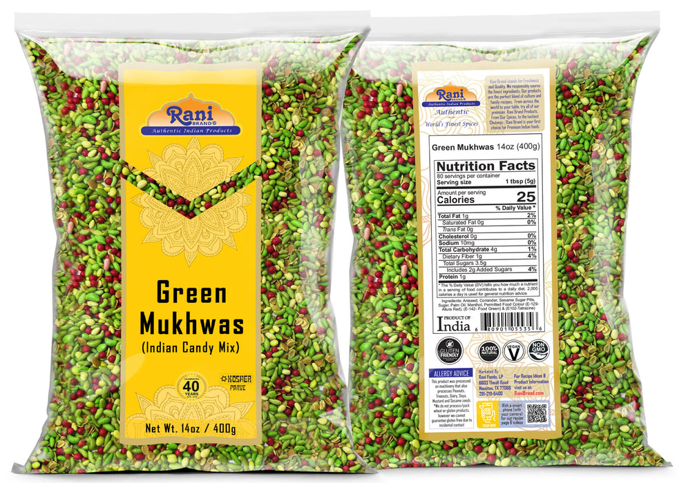 Rani Green Mukhwas (Special Digestive Treat) 14oz (400g) ~ Vegan | Kosher | Indian Candy Mouth Freshener
