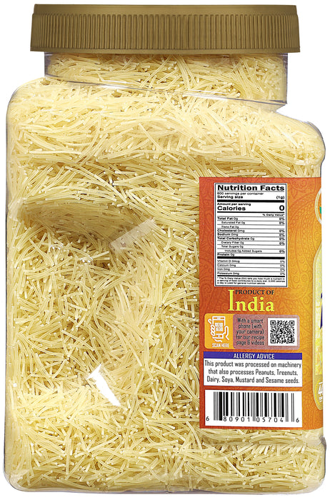 Rani Plain Vermicelli (Wheat Noodles) 28oz (1.75lbs) 800g PET Jar ~ All Natural | Vegan | NON-GMO | Indian Origin