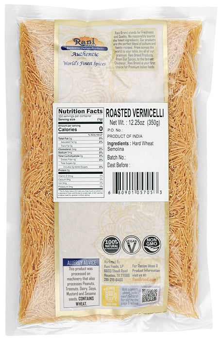 Rani Roasted Vermicelli (Wheat Noodles) 12.25oz (350g) ~ All Natural | Vegan | NON-GMO | Indian Origin