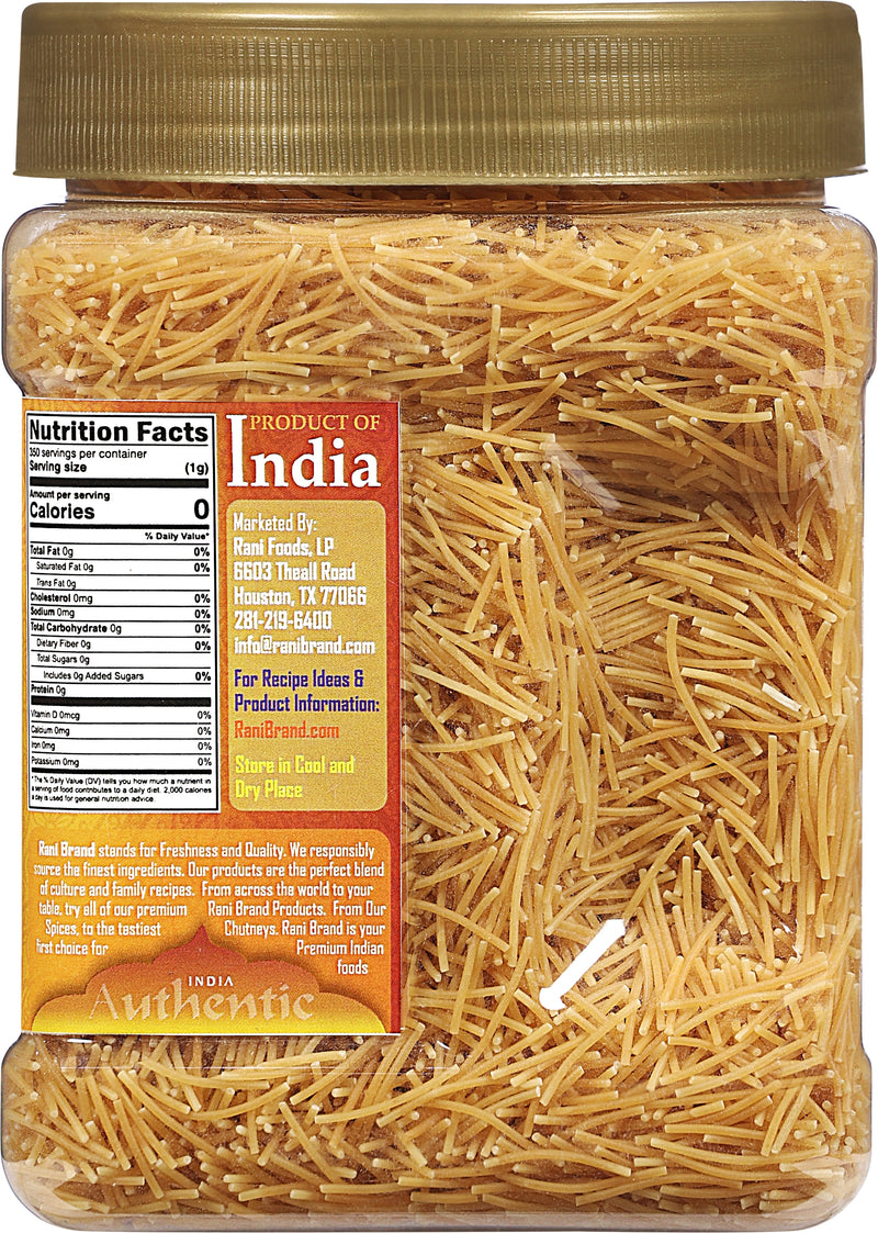 Rani Roasted Vermicelli (Roasted Wheat Noodles) 12.25oz (350g) PET Jar ~ All Natural | Vegan | NON-GMO | Indian Origin