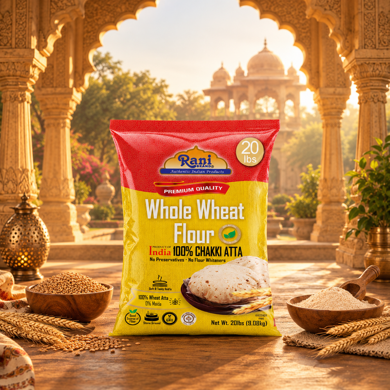 Rani Chapati Flour (100% Pure Whole Wheat Chakki Atta), For Making Roti & Indian Breads 320oz (20lbs) 9.08kg Bulk ~ Stone Ground, All Natural | Vegan | No Salt or Colors | NON-GMO | Indian Origin (Copy)