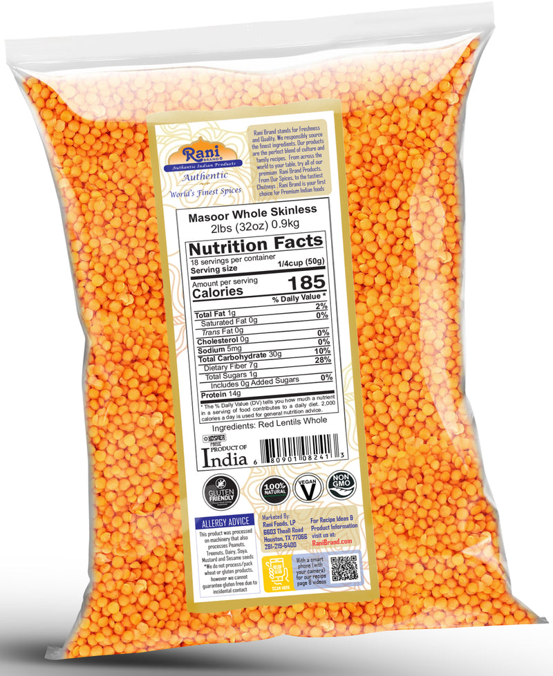 Rani Masoor Gota (Football) Indian Red Lentils Skinless 32oz (2lbs) 908g ~ All Natural | Gluten Friendly | NON-GMO | Kosher | Vegan | Product of USA