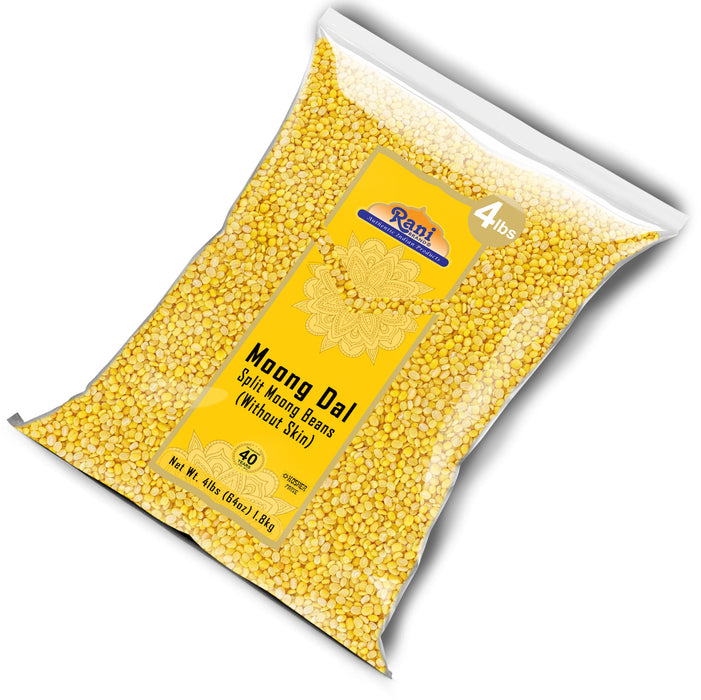 Rani Moong Dal (Split Mung Beans without skin) Indian Lentils, 64oz (4lbs) 1.81kg ~ All Natural | Gluten Friendly | NON-GMO | Kosher | Vegan | Indian Origin