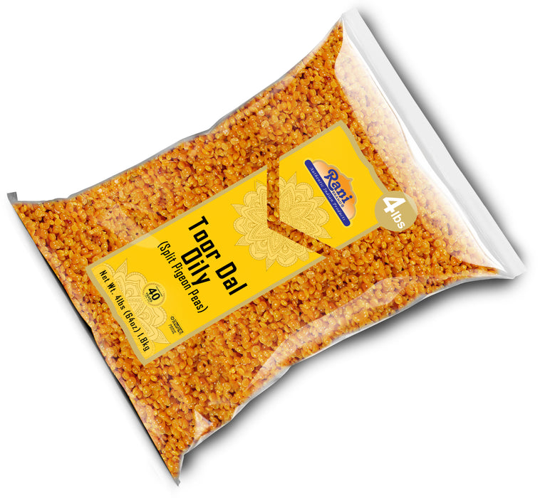 Rani Toor Dal (Split Pigeon Peas) Oily, 64oz (4lbs) 1.81kg ~ All Natural | Gluten Friendly | NON-GMO | Kosher | Vegan | Indian Origin