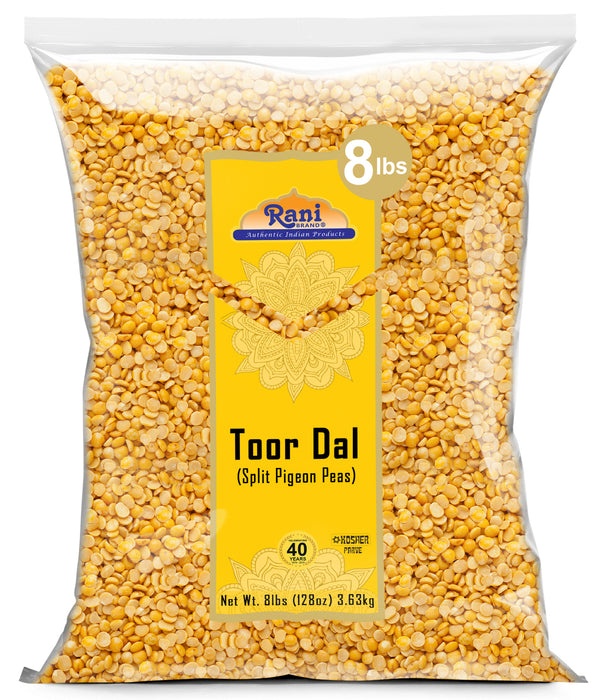 Rani Toor Dal (Split Pigeon Peas) 128oz (8lbs) 3.63kg Bulk ~ All Natural | Gluten Friendly | NON-GMO | Kosher | Vegan | Indian Origin