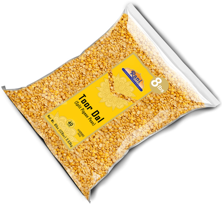Rani Toor Dal (Split Pigeon Peas) 128oz (8lbs) 3.63kg Bulk ~ All Natural | Gluten Friendly | NON-GMO | Kosher | Vegan | Indian Origin