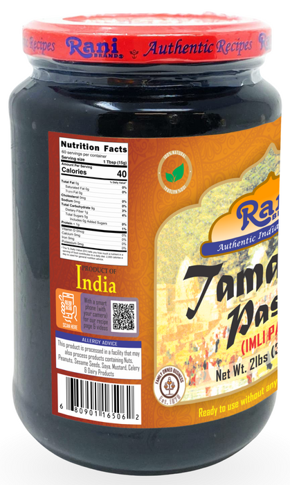 Rani Tamarind Paste Puree (Imli) 32oz (2lbs) 908g Bulk Glass Jar, No added sugar ~ All Natural | Vegan | Gluten Free | No Colors | NON-GMO | Indian Origin