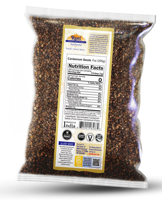Rani Cardamom (Elachi) Decorticated Seeds Indian Spice 7oz (200g) ~ All Natural | Vegan | Gluten Friendly | NON-GMO | Kosher | Indian Origin |