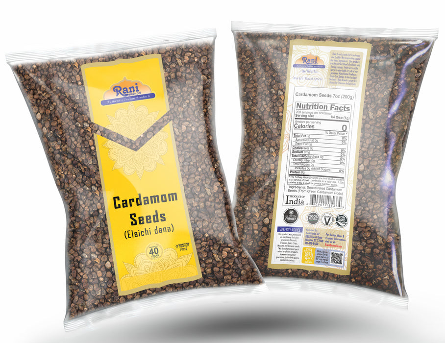 Rani Cardamom (Elachi) Decorticated Seeds Indian Spice 7oz (200g) ~ All Natural | Vegan | Gluten Friendly | NON-GMO | Kosher | Indian Origin |