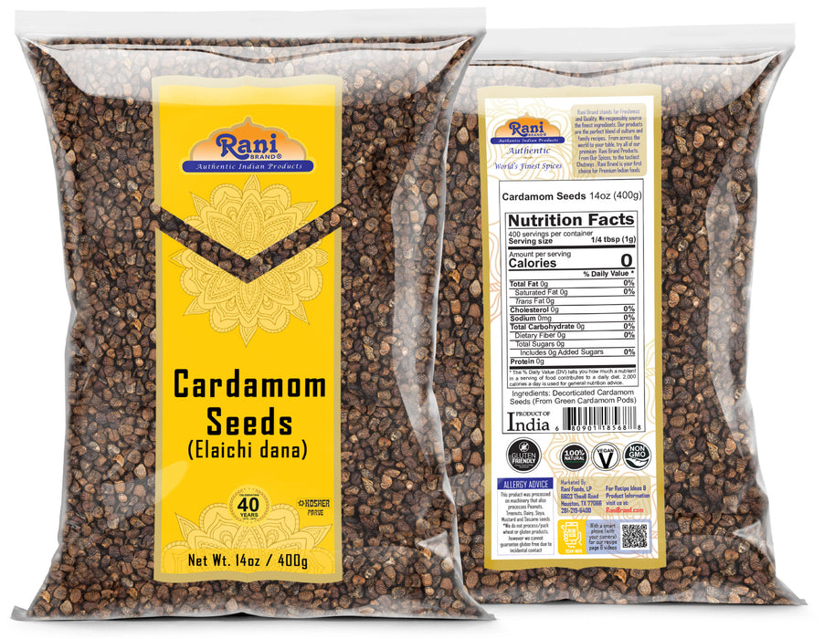 Rani Cardamom (Elachi) Decorticated Seeds Indian Spice 14oz (400g) ~ All Natural | Vegan | Gluten Friendly | NON-GMO | Kosher | Indian Origin