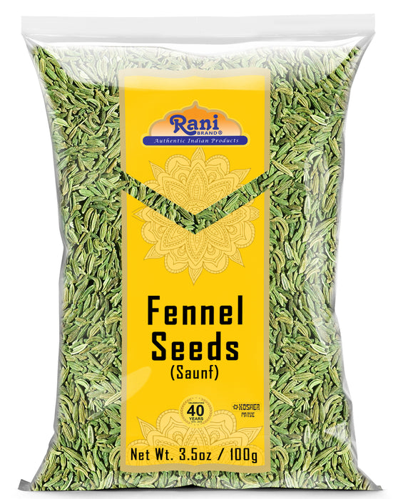 Rani Fennel Seeds (Saunf Sabut) Whole Spice 3.5oz (100g) All Natural ~ Gluten Friendly | NON-GMO | Kosher | Vegan | Indian Origin
