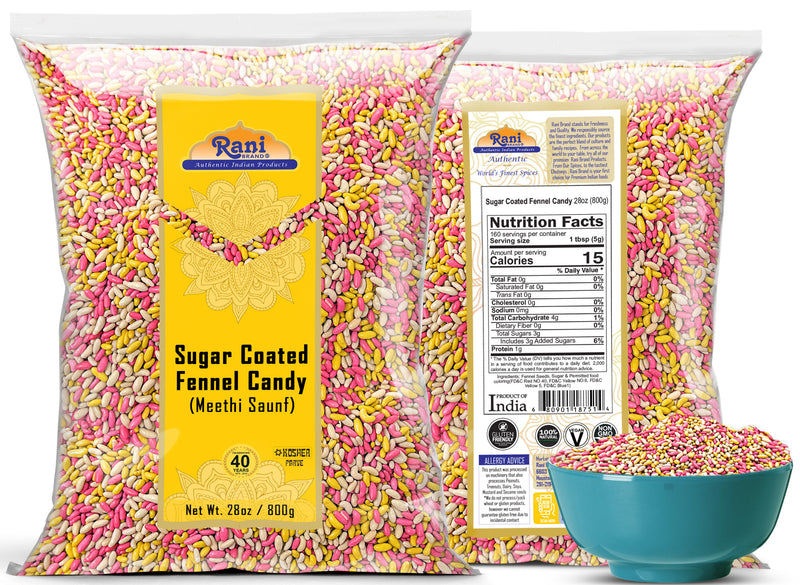 Rani Sugar Coated Fennel Candy 28oz (800g) ~ Indian After Meal Digestive Treat | Vegan | Gluten Friendly | NON-GMO | Kosher | Indian Origin (Copy)