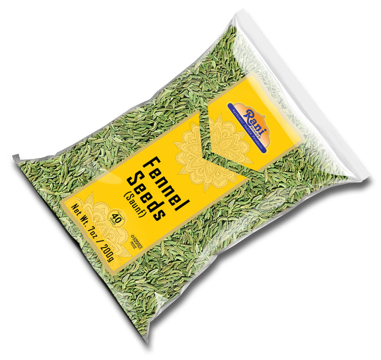 Rani Fennel Seeds (Saunf Sabut) Whole Spice 7oz (200g) All Natural ~ Gluten Friendly | NON-GMO | Kosher | Vegan | Indian Origin