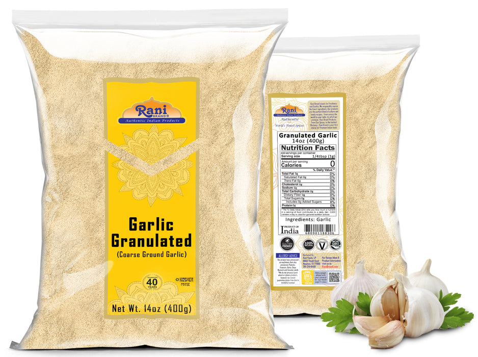 Rani Granulated Garlic (Coarse Ground Garlic) 14oz (400g) ~ All Natural | Gluten Friendly | Vegan | NON-GMO | Kosher | No Salt or fillers | Product of USA