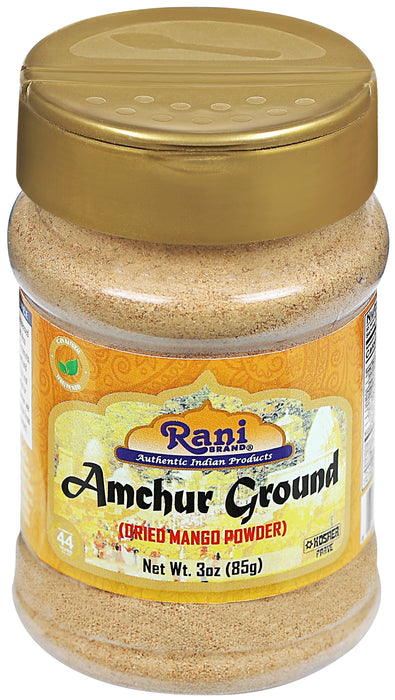 Rani Amchur (Mango) Ground Powder Spice 3oz (85g) PET Jar ~ All Natural | Gluten Friendly | Vegan | NON-GMO | No Salt or Fillers | Kosher | Indian Origin