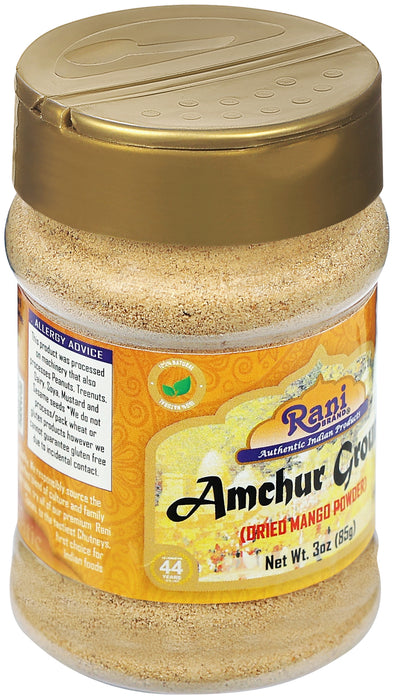 Rani Amchur (Mango) Ground Powder Spice 3oz (85g) PET Jar ~ All Natural | Gluten Friendly | Vegan | NON-GMO | No Salt or Fillers | Kosher | Indian Origin
