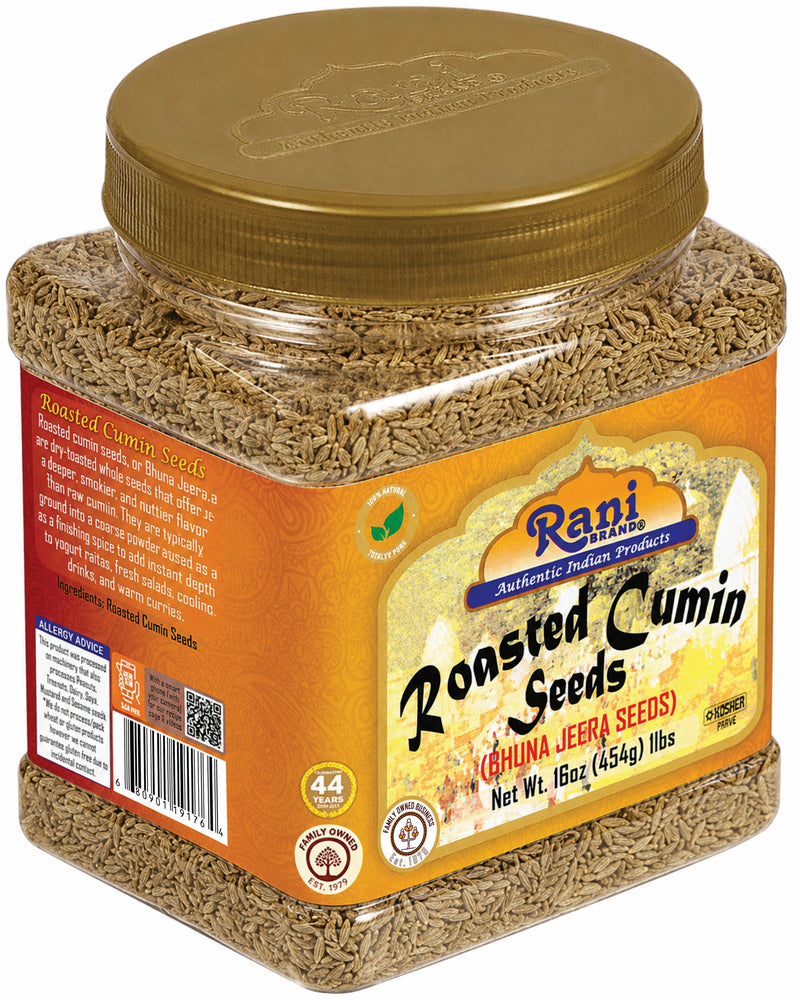 Rani Roasted Cumin Seeds Whole (Bhuna Jeera Seeds) Spice 16oz (1lb) 454g PET Jar ~ All Natural | Gluten Friendly | NON-GMO | Kosher | Vegan | Indian Origin