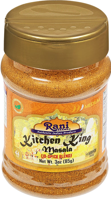 Rani Kitchen King Masala (20-Spice Curry blend) 3oz (85g) PET Jar ~ All Natural | Vegan | No Colors | Gluten Friendly | NON-GMO | Kosher | Indian Origin