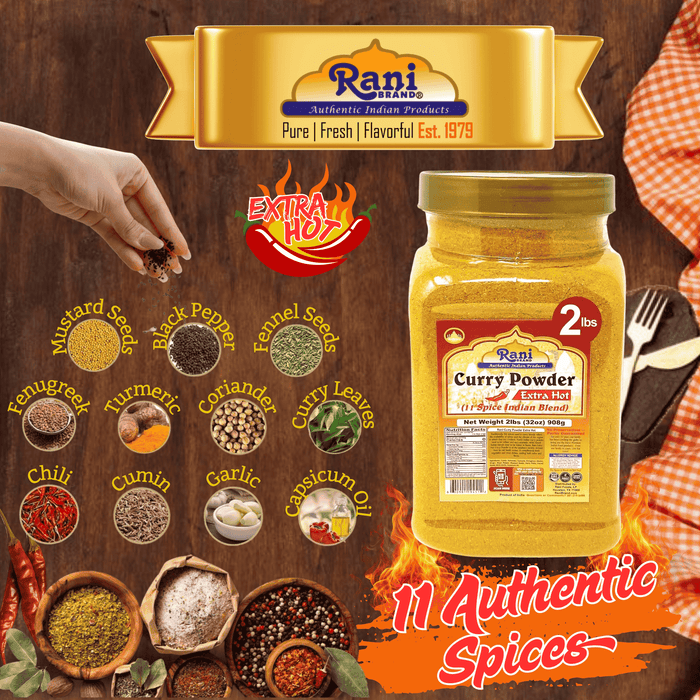 Rani Curry Powder EXTRA HOT Natural 11-Spice Blend 32oz (2lbs) 908g PET Jar ~ Salt Free | Vegan | Gluten Friendly | NON-GMO