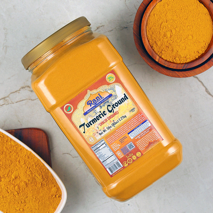 Rani Turmeric (Haldi) Root Powder Spice, (High Curcumin Content) 80oz (5lbs ) 2.27kg Bulk PET Jar ~ All Natural | 100% Pure, Salt Free | Vegan | Gluten Friendly | NON-GMO | Kosher | Indian Origin