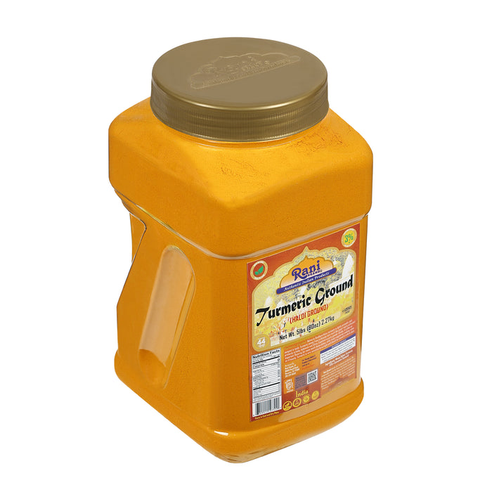 Rani Turmeric (Haldi) Root Powder Spice, (High Curcumin Content) 80oz (5lbs ) 2.27kg Bulk PET Jar ~ All Natural | 100% Pure, Salt Free | Vegan | Gluten Friendly | NON-GMO | Kosher | Indian Origin