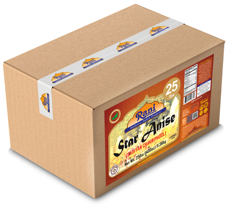 Rani Star Anise Seeds, Whole Pods (Badian Khatai) Spice 400oz (25lbs) 11.36kg Bulk Carton Box ~ All Natural | Gluten Friendly | NON-GMO | Kosher | Vegan | Indian Origin