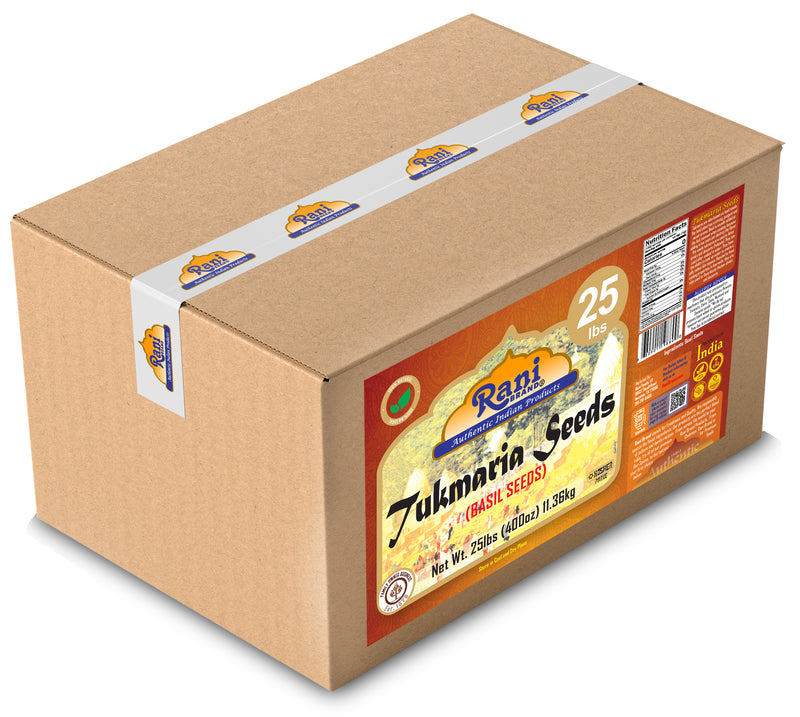 Rani Tukmaria (Holy Basil Seeds) 400oz (25lbs) 11.36kg Used for Falooda / Sabja Dessert, Spice & Ayurveda Herbal ~ All Natural | Gluten Friendly | NON-GMO | Kosher | Vegan | Indian Origin
