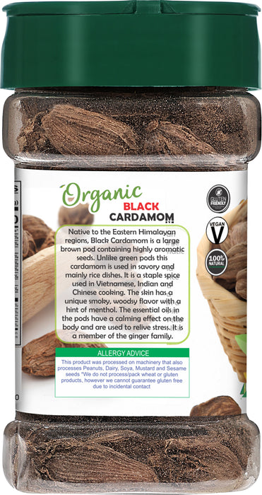 Rani Organic Black Cardamom Pods (Kali Elachi) Whole Indian Spice 2.5oz (70g) PET Jar ~ All Natural | Vegan | Gluten Friendly | NON-GMO | Indian Origin | USDA Certified Organic