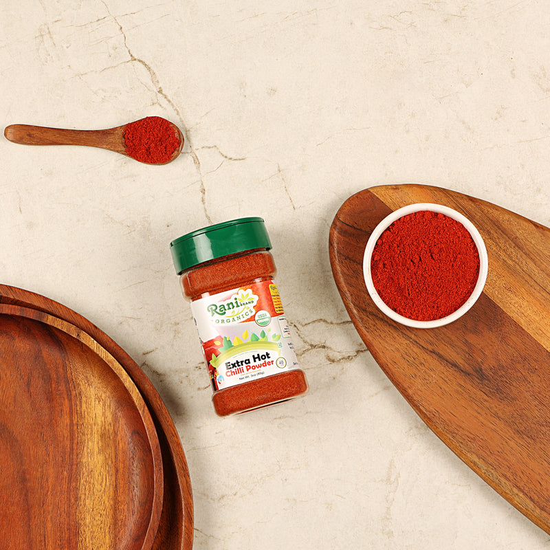 Rani Organic Extra Hot Chilli Powder (Hot Mirchi Ground) 3oz (85g) PET Jar ~ All Natural | Vegan | Gluten Friendly | NON-GMO | Indian Origin | USDA Certified Organic