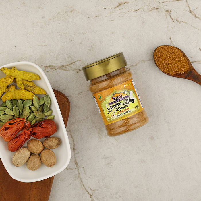 Rani Kitchen King Masala (20-Spice Curry blend) 3oz (85g) PET Jar ~ All Natural | Vegan | No Colors | Gluten Friendly | NON-GMO | Kosher | Indian Origin