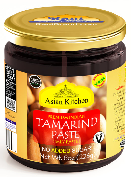 Asian Kitchen Tamarind Paste Puree (Imli) 8oz (227g) Glass Jar, Gluten Free, No Added Sugar ~ All Natural | Vegan | Non-GMO | No Colors