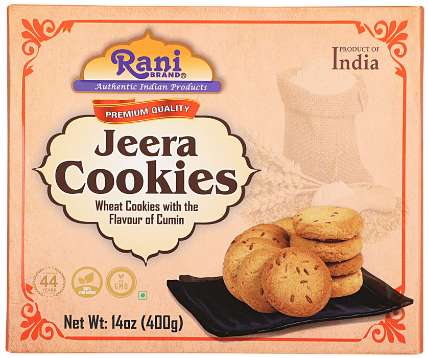 Rani Jeera Cookies (Wheat Cookies with the Flavor of Cumin) 14oz (400g) Pack of 3+1 FREE, Premium Quality Indian Cookies ~ All Natural | Vegan | Non-GMO | Indian Origin