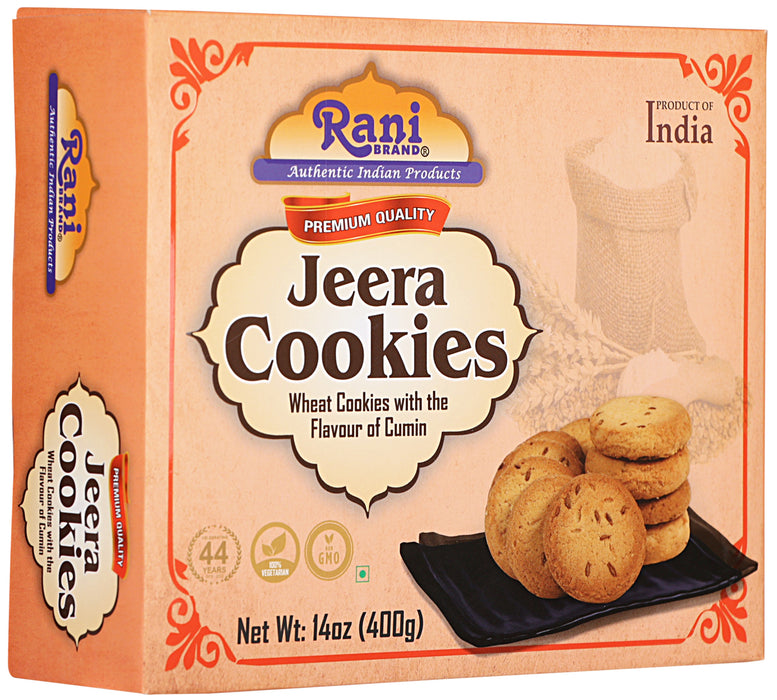 Rani Jeera Cookies (Wheat Cookies with the Flavor of Cumin) 14oz (400g) Pack of 3+1 FREE, Premium Quality Indian Cookies ~ All Natural | Vegan | Non-GMO | Indian Origin